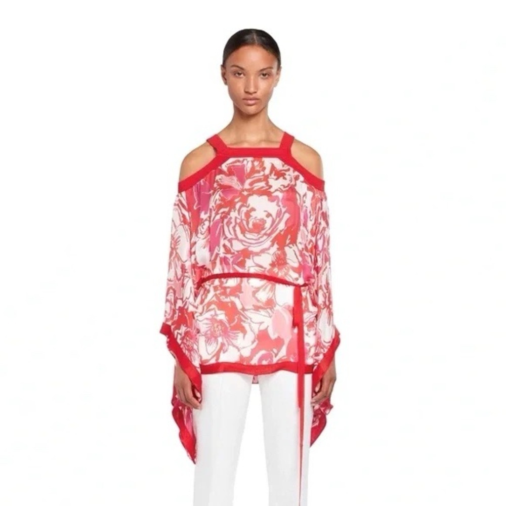 NWT Roberto Cavalli Silk Floral Cold Shoulder Tunic Top